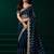 Navy blue net shimmering lines sequence embroidery party wear saree