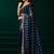Navy blue net shimmering lines sequence embroidery party wear saree