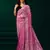 Pink net jaal pattern sequence embroidery thread work party wear saree