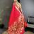 rani pink lichi silk blend parrot & floral woven design zari weaving paithani saree