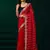 Red net shimmering lines sequence embroidery party wear saree