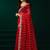 Red net shimmering lines sequence embroidery party wear saree
