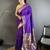purple lichi silk blend parrot & floral woven design zari weaving paithani saree