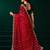 Red net shimmering lines sequence embroidery party wear saree