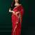 Red net shimmering lines sequence embroidery party wear saree