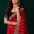Red net shimmering lines sequence embroidery party wear saree