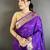 purple lichi silk blend parrot & floral woven design zari weaving paithani saree