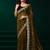 Mehendi green net shimmering lines sequence embroidery party wear saree
