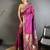 magenta lichi silk blend parrot & floral woven design zari weaving paithani saree