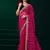 Rani pink net shimmering lines sequence embroidery party wear saree