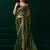 Green net shimmering lines sequence embroidery party wear saree