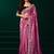Pink net shimmering lines sequence embroidery party wear saree