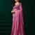 Pink net shimmering lines sequence embroidery party wear saree