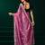 Pink net shimmering lines sequence embroidery party wear saree