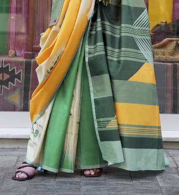 Multicolor northern light twirl silk modern digital print bollywood saree 4