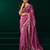 Pink net shimmering lines sequence embroidery party wear saree