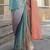 Teal & multicolor northern light twirl silk modern digital print bollywood saree