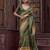 olive green jacquard p v silk blend digital floral print zari weaving bollywood saree