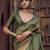 olive green jacquard p v silk blend digital floral print zari weaving bollywood saree
