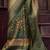 olive green jacquard p v silk blend digital floral print zari weaving bollywood saree