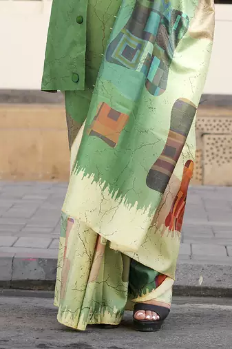 Green & multicolor northern light twirl silk modern digital print bollywood saree