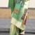 Green & multicolor northern light twirl silk modern digital print bollywood saree
