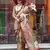 Peach & multicolor northern light twirl silk modern digital print bollywood saree