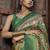 green jacquard p v silk blend digital floral print zari weaving bollywood saree