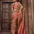 peach & rust jacquard p v silk blend digital floral print zari weaving bollywood saree
