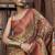 peach & rust jacquard p v silk blend digital floral print zari weaving bollywood saree