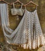 WHITE BANARASI GEORGETTE STUNNING LEHENGA CHOLI WITH DUPATTA