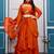 orange fendy satin embroidered lehenga set with dupatta