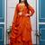 orange fendy satin embroidered lehenga set with dupatta