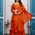 orange fendy satin embroidered lehenga set with dupatta