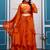 orange fendy satin embroidered lehenga set with dupatta