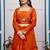 orange fendy satin embroidered lehenga set with dupatta