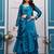 teal blue fendy satin embroidered lehenga set