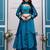 teal blue fendy satin embroidered lehenga set