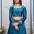 teal blue fendy satin embroidered lehenga set