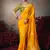 yellow chiniya silk blend saree heavy designer embroidered blouse