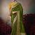 green chiniya silk blend saree heavy designer embroidered blouse