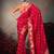 red chiniya silk blend saree heavy designer embroidered blouse
