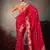red chiniya silk blend saree heavy designer embroidered blouse