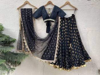 black banarasi georgette lehenga choli with gold motifs 4