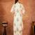 Off white yellow hand block printed cotton suit set of 3
