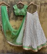GREEN BANARASI GEORGETTE STUNNING LEHENGA CHOLI WITH DUPATTA