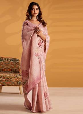 Pink pure tussar silk with  kasheeda work and beautiful designer blouse 2