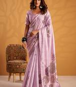 Lavender pure tussar silk with  kasheeda work and beautiful designer blouse