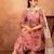 Pink hand block printed cotton suit set of 3