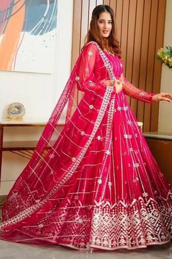 PINK EMBROIDERY NET STYLE LEHENGA CHOLI WITH DUPATTA
